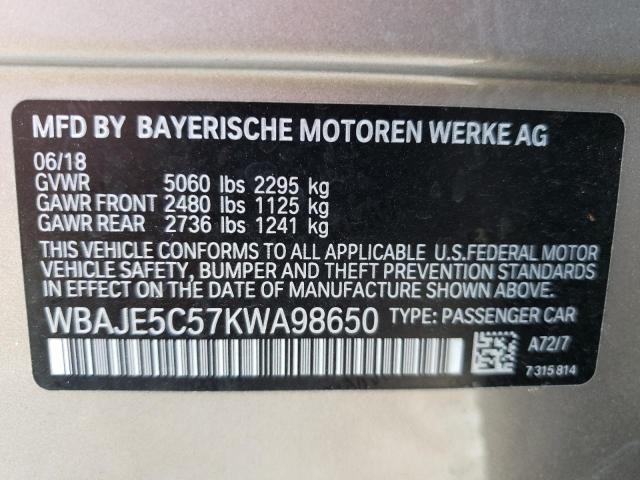 WBAJE5C57KWA98650 - 2019 BMW 540 I SILVER photo 10