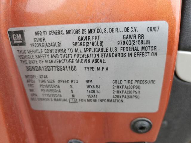 3GNDA13D77S641160 - 2007 CHEVROLET HHR LS ORANGE photo 12