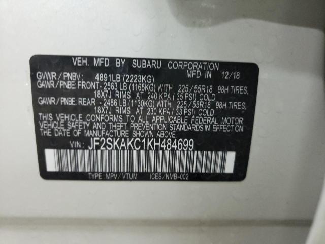 JF2SKAKC1KH484699 - 2019 SUBARU FORESTER S WHITE photo 14