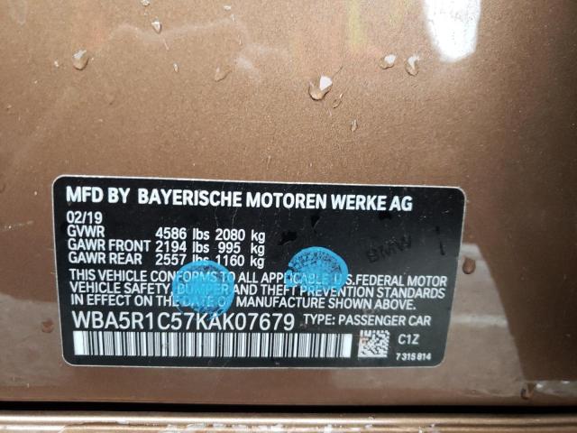 WBA5R1C57KAK07679 - 2019 BMW 330I BROWN photo 10