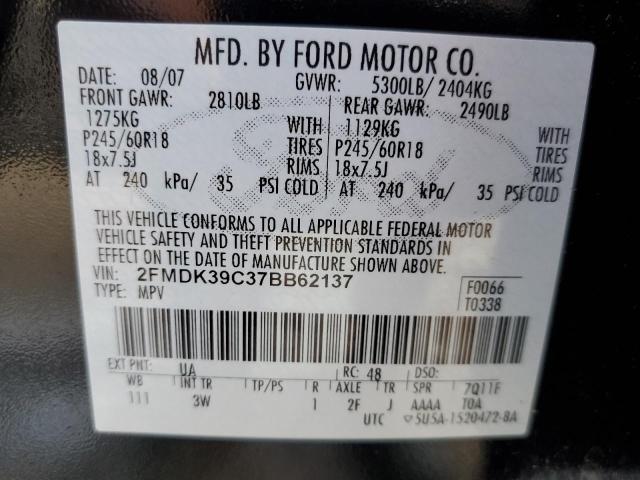 2FMDK39C37BB62137 - 2007 FORD EDGE SEL P BLACK photo 13