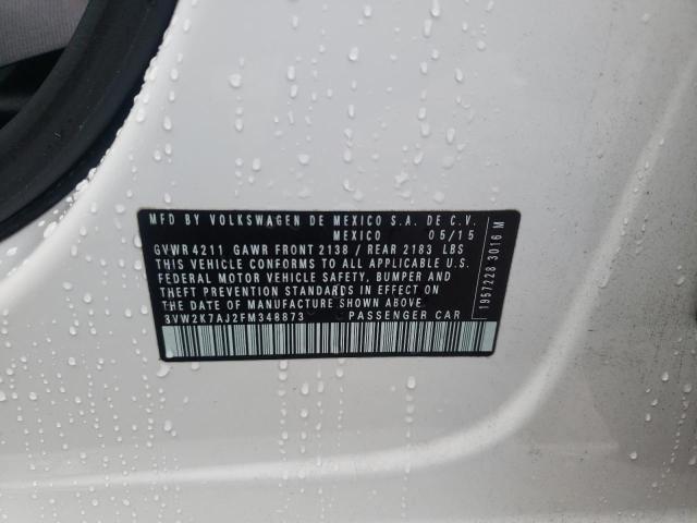 3VW2K7AJ2FM348873 - 2015 VOLKSWAGEN JETTA BASE 白色 照片 12