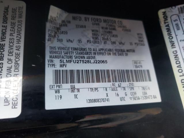 5LMFU27528LJ22065 - 2008 LINCOLN NAVIGATOR შავი ფოტო 13