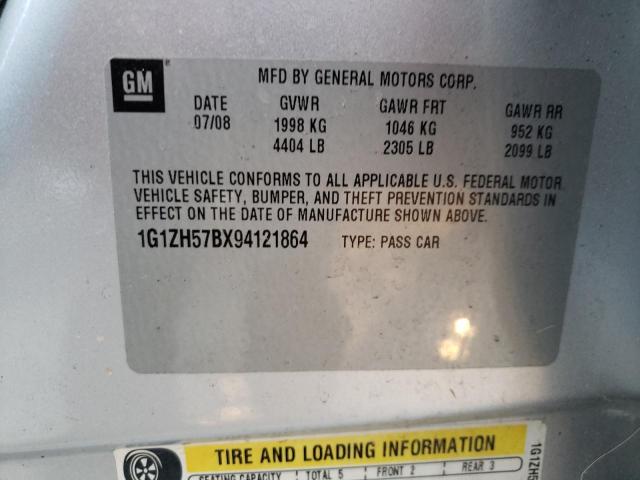 1G1ZH57BX94121864 - 2009 CHEVROLET MALIBU 1LT SILVER photo 12