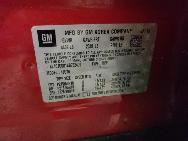 KL4CJESB1KB752409 - 2019 BUICK ENCORE PRE RED photo 13