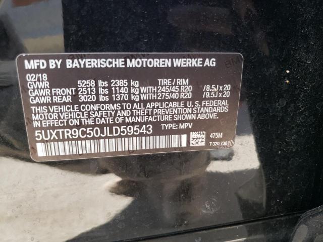 5UXTR9C50JLD59543 - 2018 BMW X3 XDRIVE3 BLACK photo 13