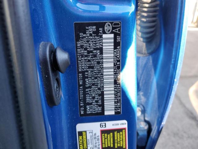 2T1KU4EE3AC401610 - 2010 TOYOTA MATRIX ლურჯი ფოტო 12