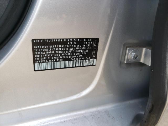 3VW2K7AJ7EM317598 - 2014 VOLKSWAGEN JETTA BASE 银色 照片 12