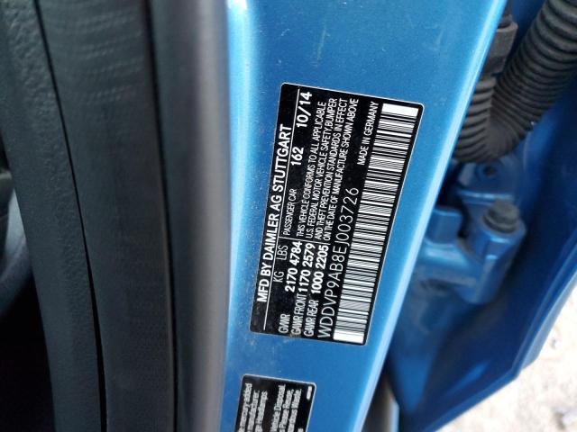 WDDVP9AB8EJ003726 - 2014 MERCEDES-BENZ B ELECTRIC BLUE photo 12