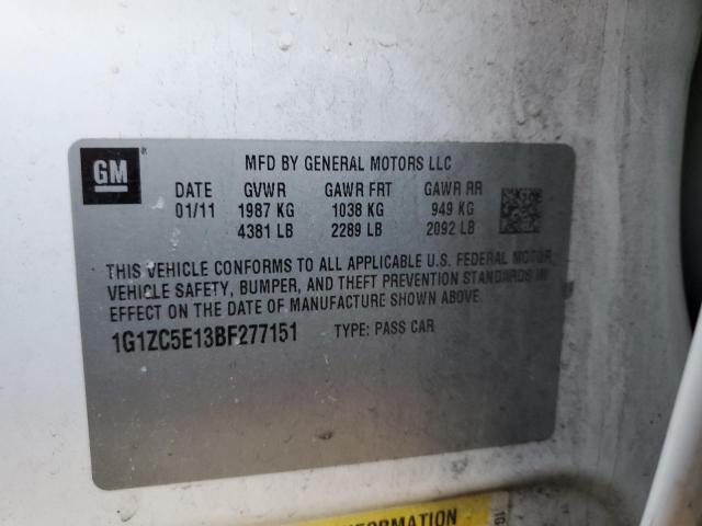 1G1ZC5E13BF277151 - 2011 CHEVROLET MALIBU 1LT 白色 照片 12