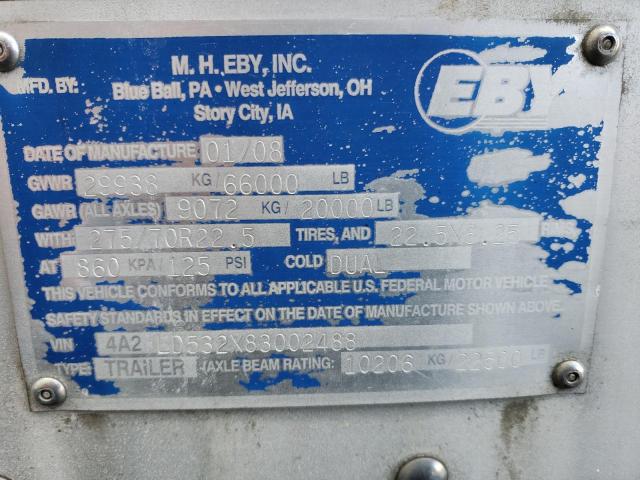 4A2LD532X83002488 - 2008 EBY TRAILER SILVER photo 10