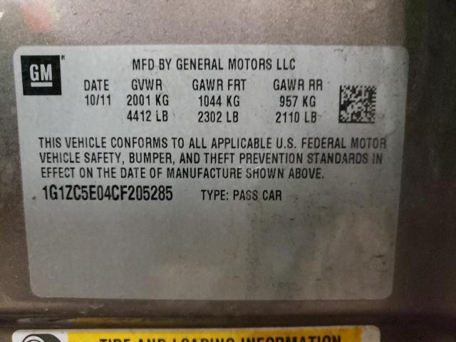 1G1ZC5E04CF205285 - 2012 CHEVROLET MALIBU 1LT 石墨色 照片 12