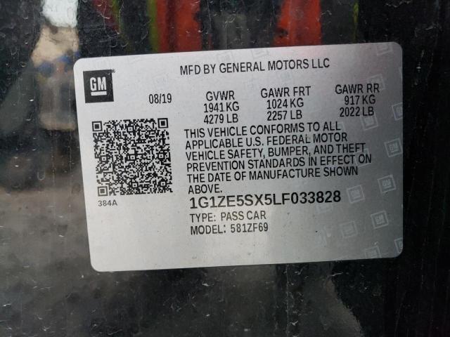 1G1ZE5SX5LF033828 - 2020 CHEVROLET MALIBU PRE შავი ფოტო 13