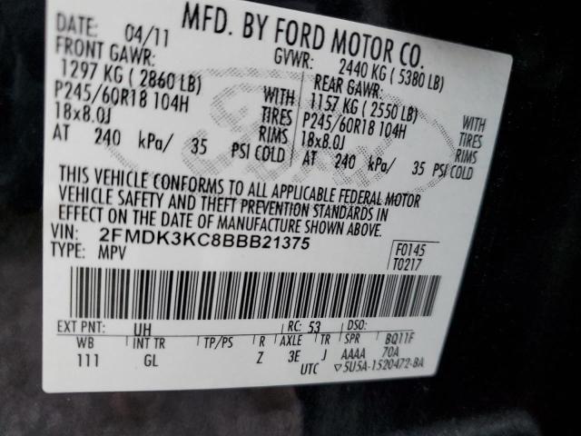 2FMDK3KC8BBB21375 - 2011 FORD EDGE LIMIT BLACK photo 13