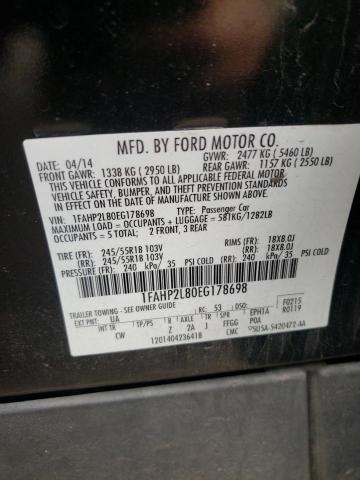 1FAHP2L80EG178698 - 2014 FORD TAURUS POL BLACK photo 12