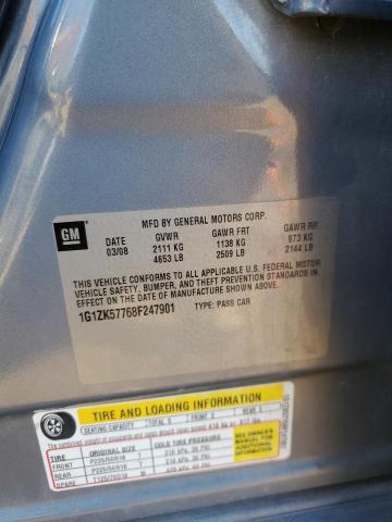 1G1ZK57768F247901 - 2008 CHEVROLET MALIBU LTZ ნაცრისფერი ფოტო 12