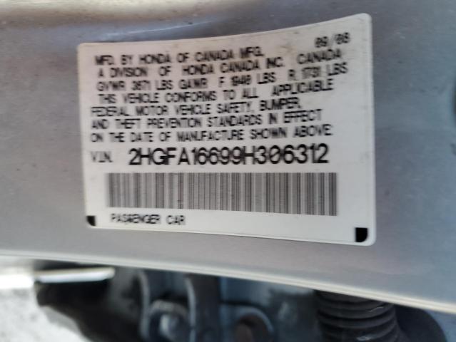 2HGFA16699H306312 - 2009 HONDA CIVIC LX-S ვერცხლისფერი ფოტო 12