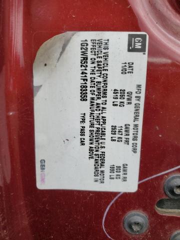 1G2WR52141F183358 - 2001 PONTIAC GRAND PRIX წითელი ფოტო 12