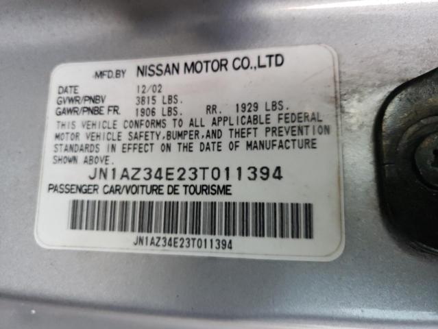 JN1AZ34E23T011394 - 2003 NISSAN 350Z COUPE SILVER photo 12