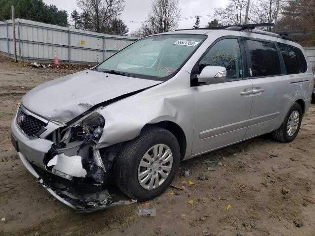 KNDMG4C79E6542926 - 2014 KIA SEDONA LX SILVER photo 1