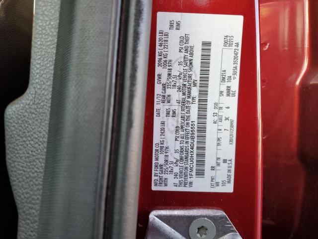 1FMCU0HX4DUB95551 - 2013 FORD ESCAPE SEL 红色 照片 13