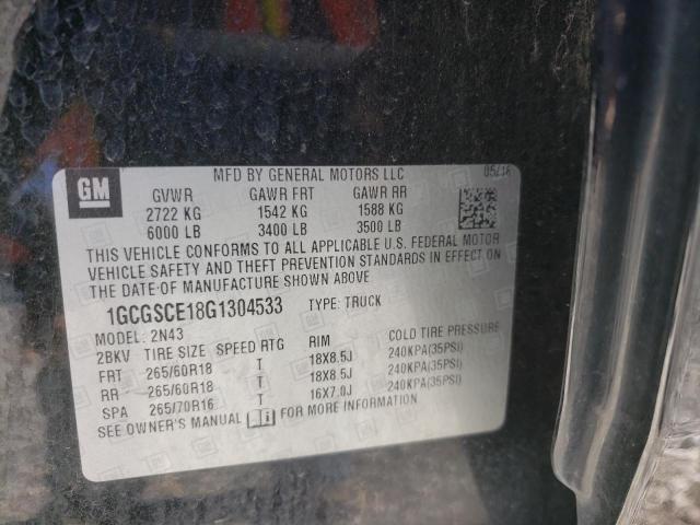 1GCGSCE18G1304533 - 2016 CHEVROLET COLORADO L BLACK photo 12