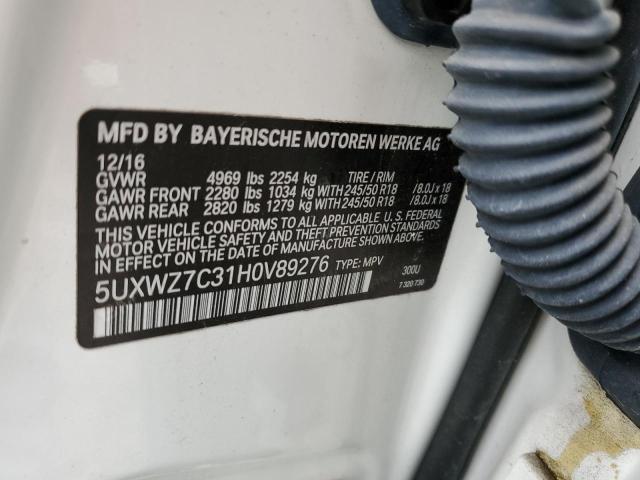 5UXWZ7C31H0V89276 - 2017 BMW X3 SDRIVE2 WHITE photo 13