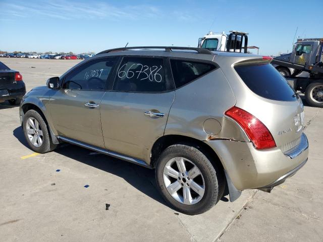 JN8AZ08W77W667386 - 2007 NISSAN MURANO SL GOLD photo 2