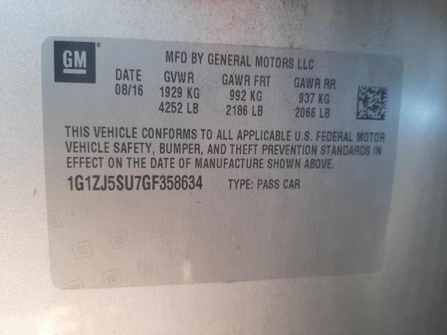 1G1ZJ5SU7GF358634 - 2016 CHEVROLET MALIBU HYB SILVER photo 12