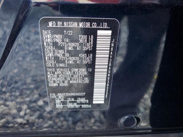 JN8AY2BA9N9393227 - 2022 NISSAN ARMADA SL BLUE photo 13