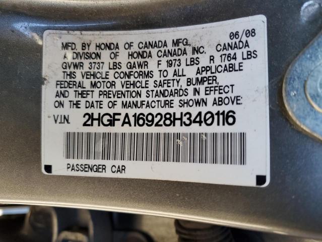 2HGFA16928H340116 - 2008 HONDA CIVIC EXL Qəhvəyi foto 13