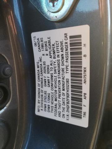 2HGFB2F90FH552383 - 2015 HONDA CIVIC EXL Grafit foto 13