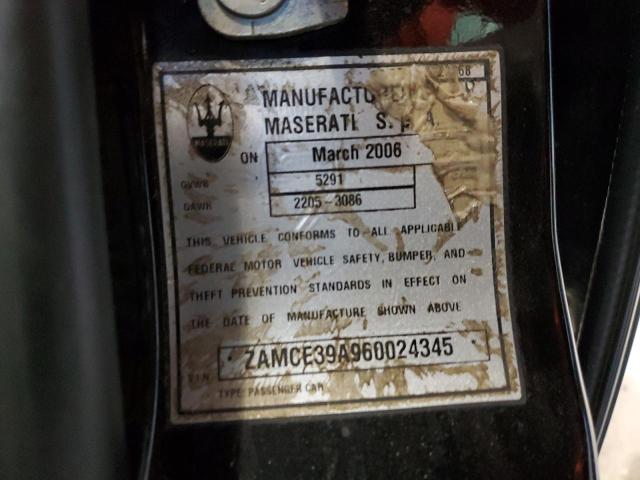 ZAMCE39A960024345 - 2006 MASERATI QUATTROPOR BLACK photo 12