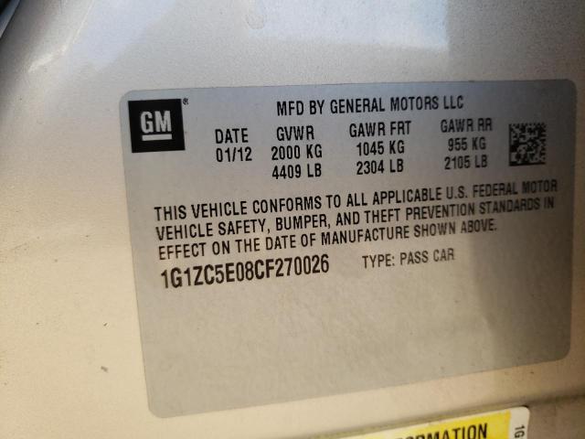 1G1ZC5E08CF270026 - 2012 CHEVROLET MALIBU 1LT 奶油色 照片 12