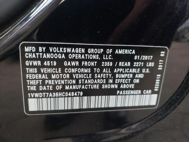 1VWDT7A35HC048479 - 2017 VOLKSWAGEN PASSAT R-L BLACK photo 12
