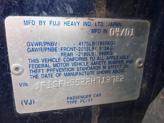 JF1SF65522H713782 - 2002 SUBARU FORESTER S BLUE photo 13