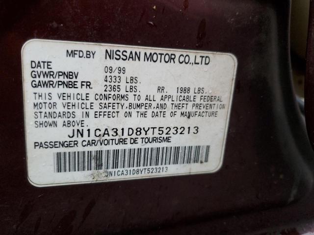 JN1CA31D8YT523213 - 2000 NISSAN MAXIMA GLE MAROON photo 12