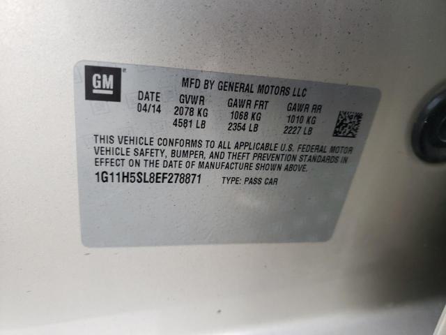 1G11H5SL8EF278871 - 2014 CHEVROLET MALIBU LTZ ბეჟი ფოტო 12