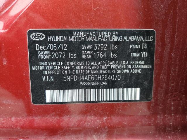 5NPDH4AE6DH264070 - 2013 HYUNDAI ELANTRA GL RED photo 13