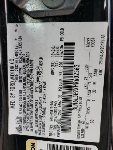 3LN6L5E9XHR602563 - 2017 LINCOLN MKZ RESERV შავი ფოტო 12