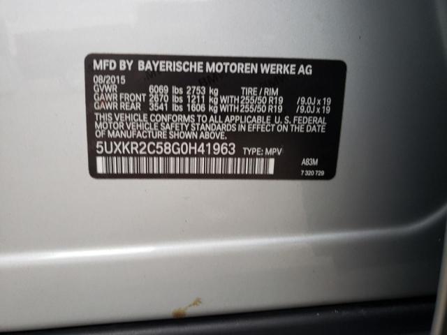 5UXKR2C58G0H41963 - 2016 BMW X5 SDRIVE3 SILVER photo 12