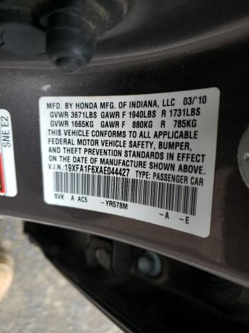 19XFA1F6XAE044427 - 2010 HONDA CIVIC LX-S Boz foto 12