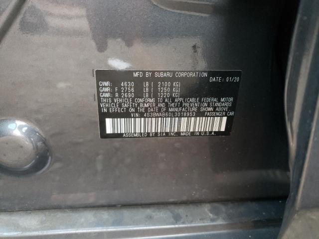 4S3BWAB60L3018953 - 2020 SUBARU LEGACY GRAY photo 12