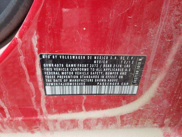 3VW2K7AJ3DM253459 - 2013 VOLKSWAGEN JETTA BASE 红色 照片 12