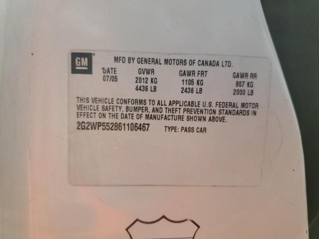 2G2WP552861106467 - 2006 PONTIAC GRAND PRIX თეთრი ფოტო 12