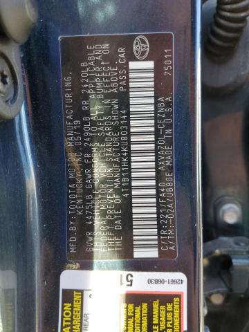 4T1B11HK4KU803144 - 2019 TOYOTA CAMRY LE A Қара фото 13