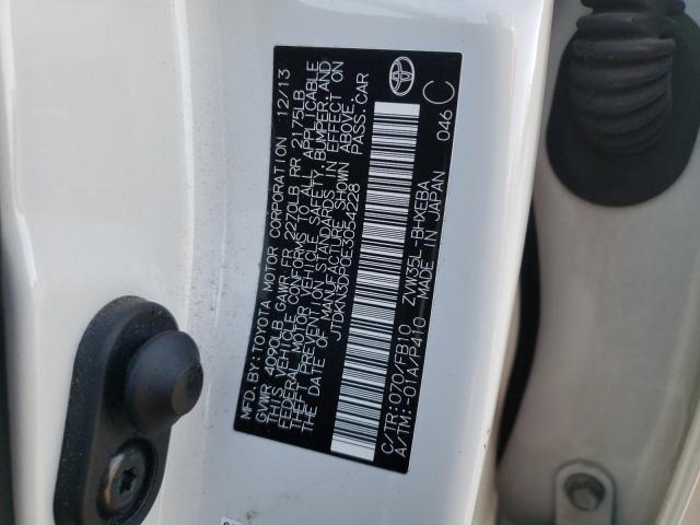 JTDKN3DP0E3054228 - 2014 TOYOTA PRIUS PLUG WHITE photo 12