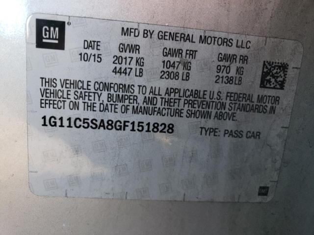 1G11C5SA8GF151828 - 2016 CHEVROLET MALIBU LIM SILVER photo 12