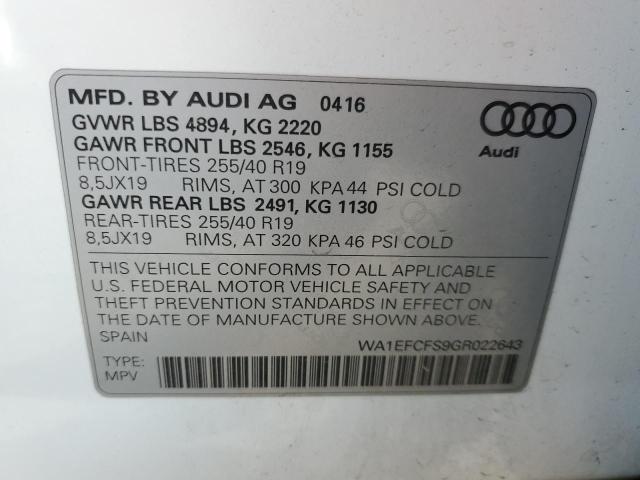 WA1EFCFS9GR022643 - 2016 AUDI Q3 PREMIUM WHITE photo 14