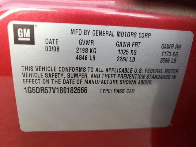 1G6DR57V180182666 - 2008 CADILLAC CTS HI FEA RED photo 12